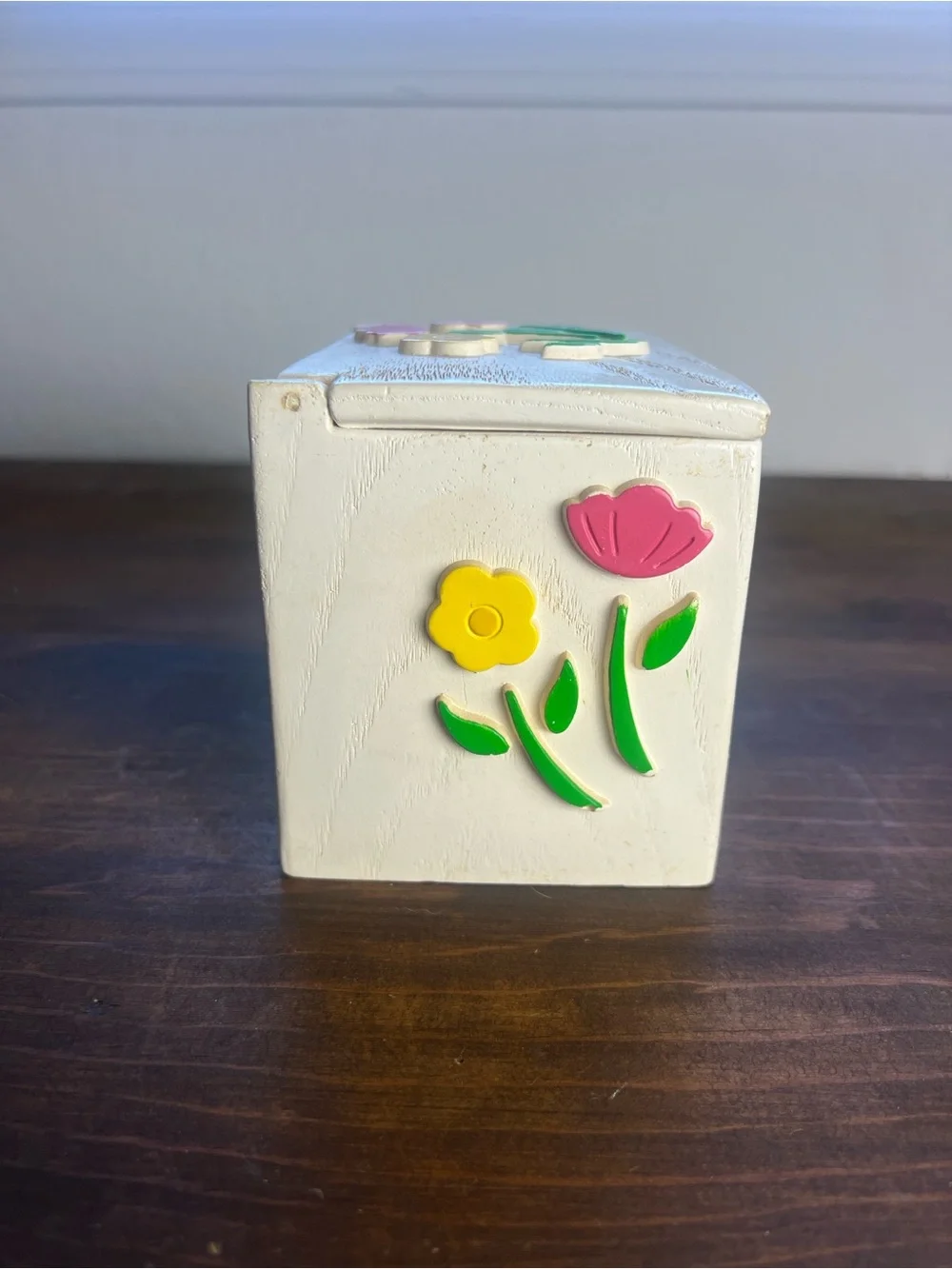 Vintage 60s wooden Floral Recipe Box